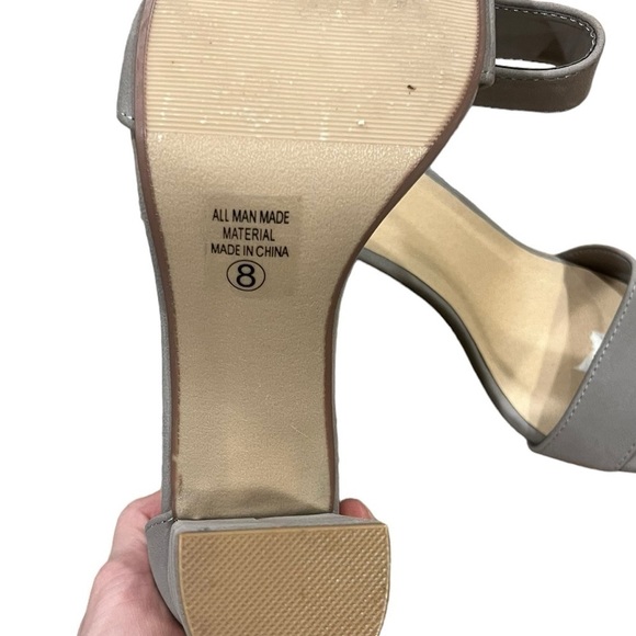 My Delicious Shoes Elton Heeled Sandal Taupe Grey Size 8 Faux Leather - Picture 10 of 11